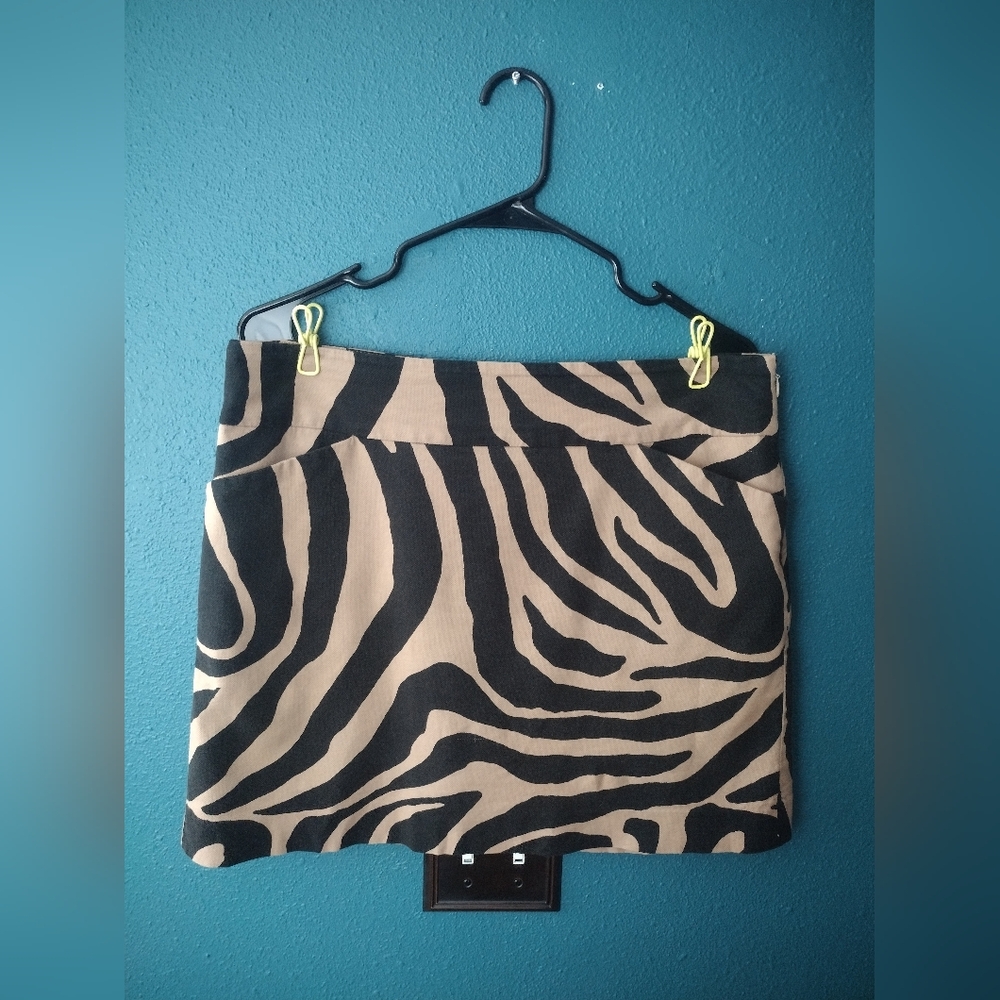 LOFT Black and Tan Animal Print Mini Skirt